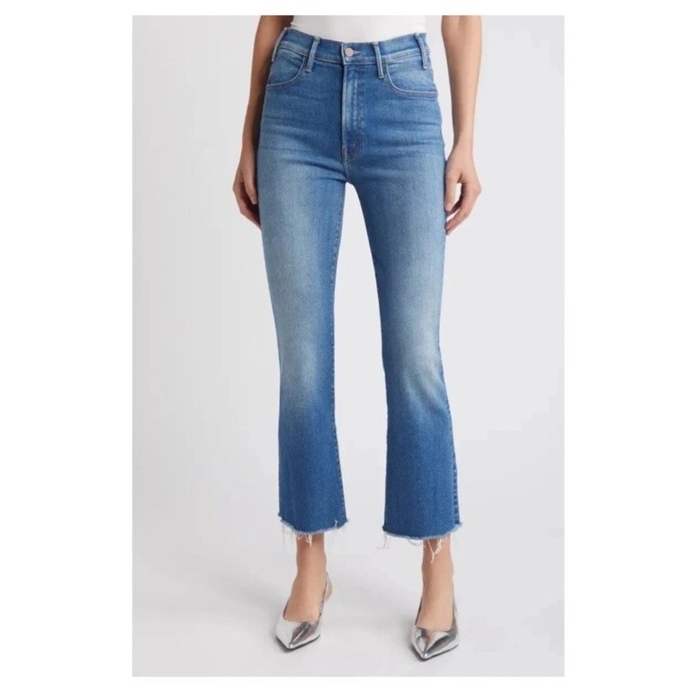 Mother Women's Size 26 The Hustler Ankle Fray Healing Jar Blue Jeans